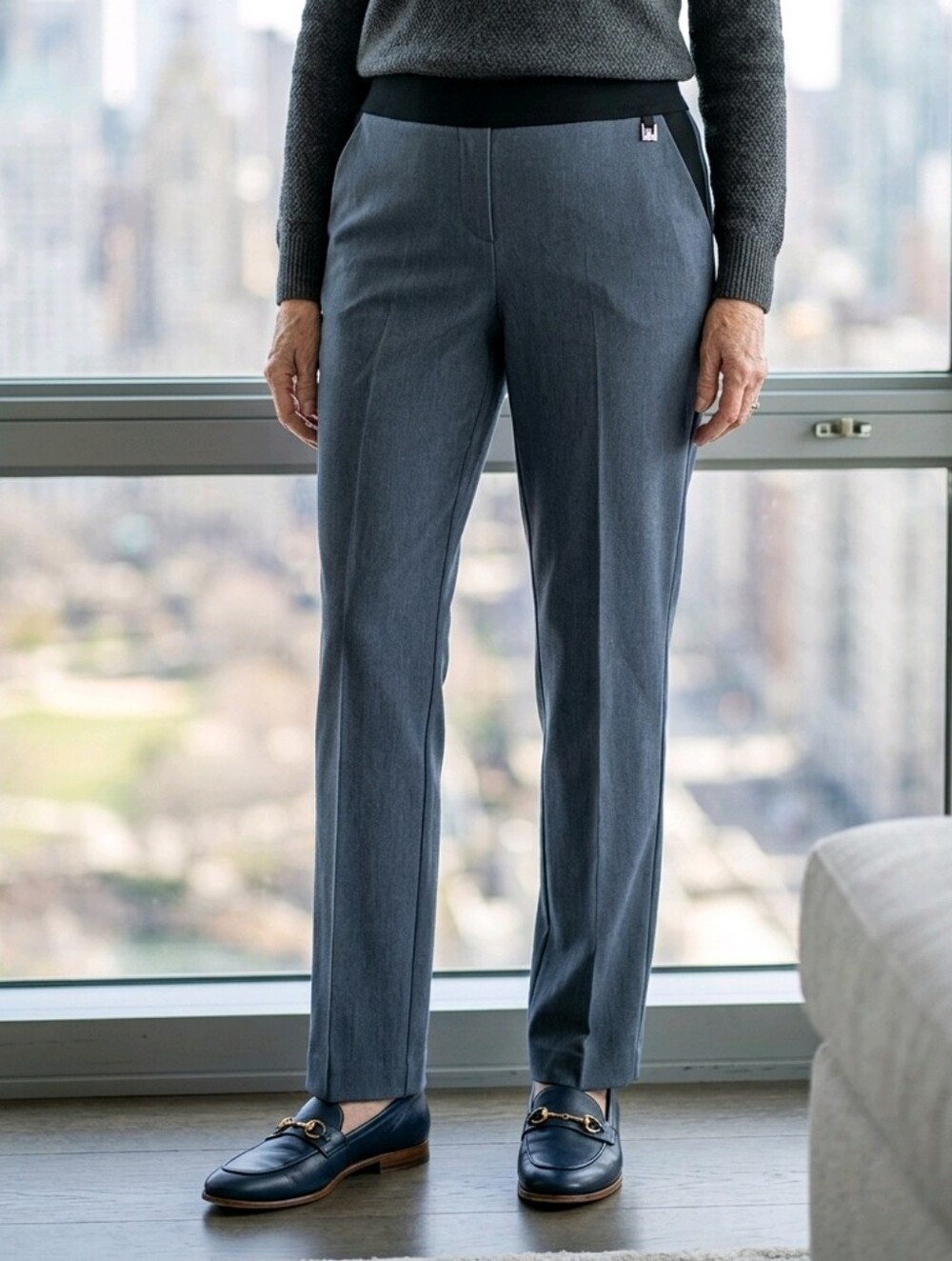 Anne Klein Gray Straight-Leg Dress Trousers